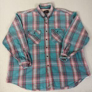 The Arrow Company XXL Teal Plaid Flannel Shirt 100% Cotton Button Down